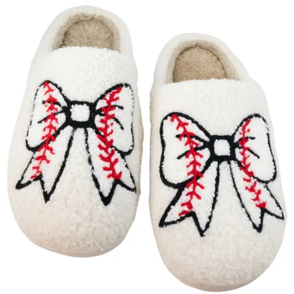 Katydid Baseball Bow Slippers - Picture 1 of 1